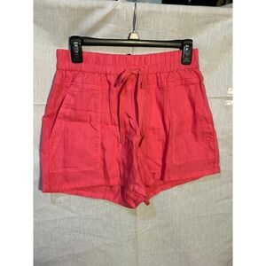 KUT From The Kloth Coral Linen Blend Drawstring Waist Shorts Womens Size Medium